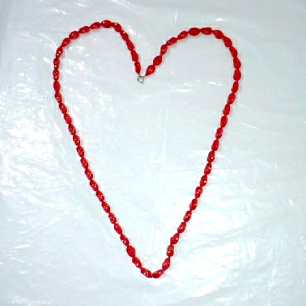 Red glass bead necklace